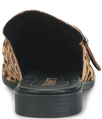 Born Mikah Leopard Print Calf Hair Buckle Strap Loafer Mules