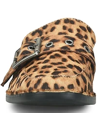 Born Mikah Leopard Print Calf Hair Buckle Strap Loafer Mules