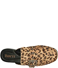 Born Mikah Leopard Print Calf Hair Buckle Strap Loafer Mules