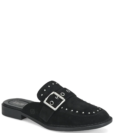 Born Mikah Suede Studded Buckle Strap Loafer Mules