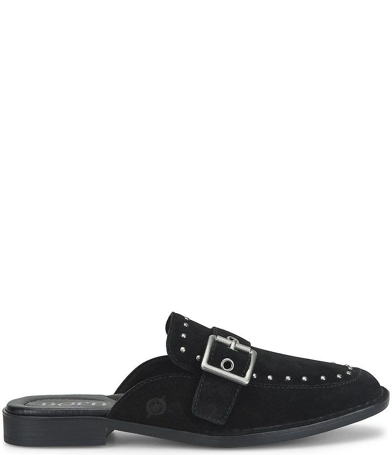 Born Mikah Suede Studded Buckle Strap Loafer Mules