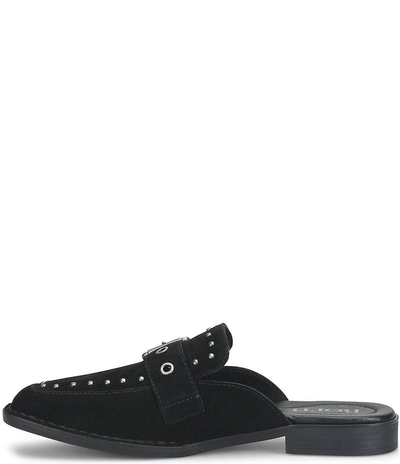 Born Mikah Suede Studded Buckle Strap Loafer Mules