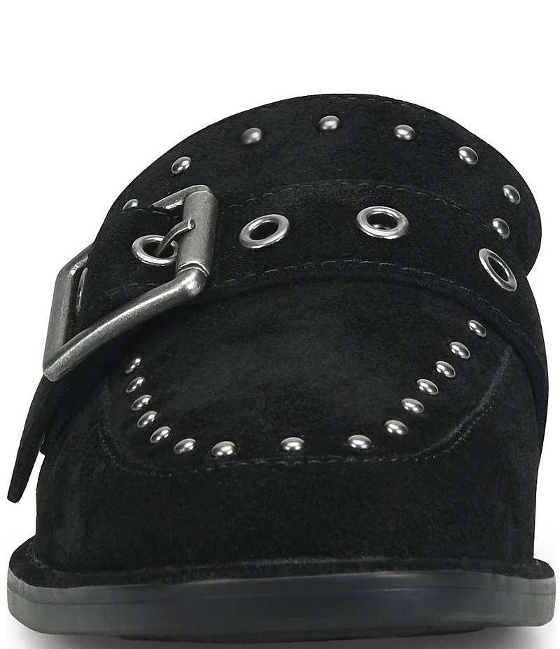 Born Mikah Suede Studded Buckle Strap Loafer Mules