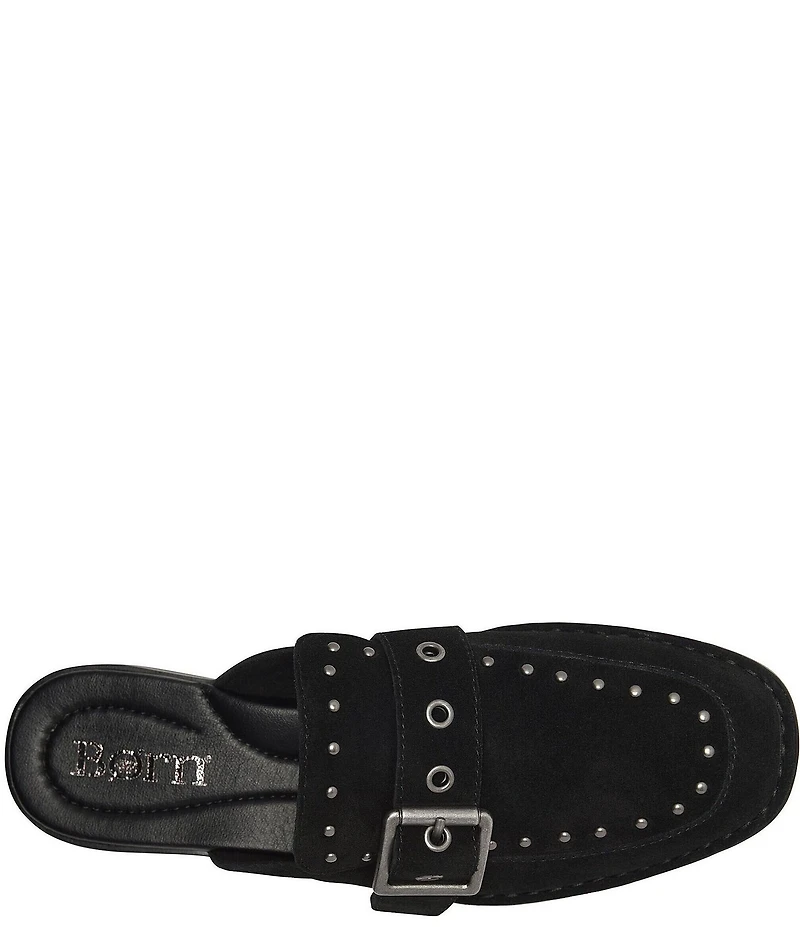 Born Mikah Suede Studded Buckle Strap Loafer Mules