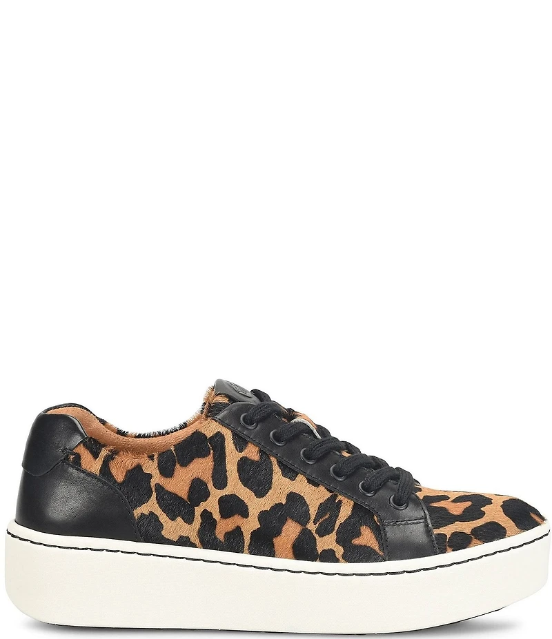 Born Mira Leopard Print Calf Hair Platform Sneakers