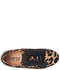 Born Mira Leopard Print Calf Hair Platform Sneakers