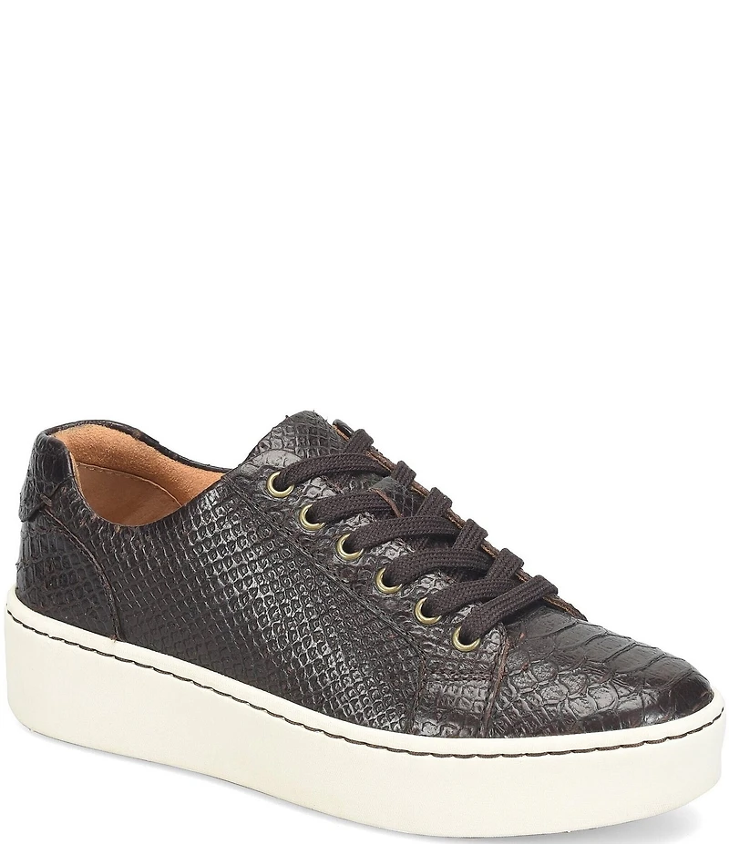 Born Mira Snake Embossed Leather Platform Sneakers