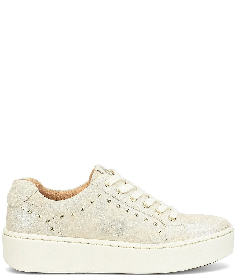 Born Mira Studs Metallic Leather Lace Up Platform Sneakers