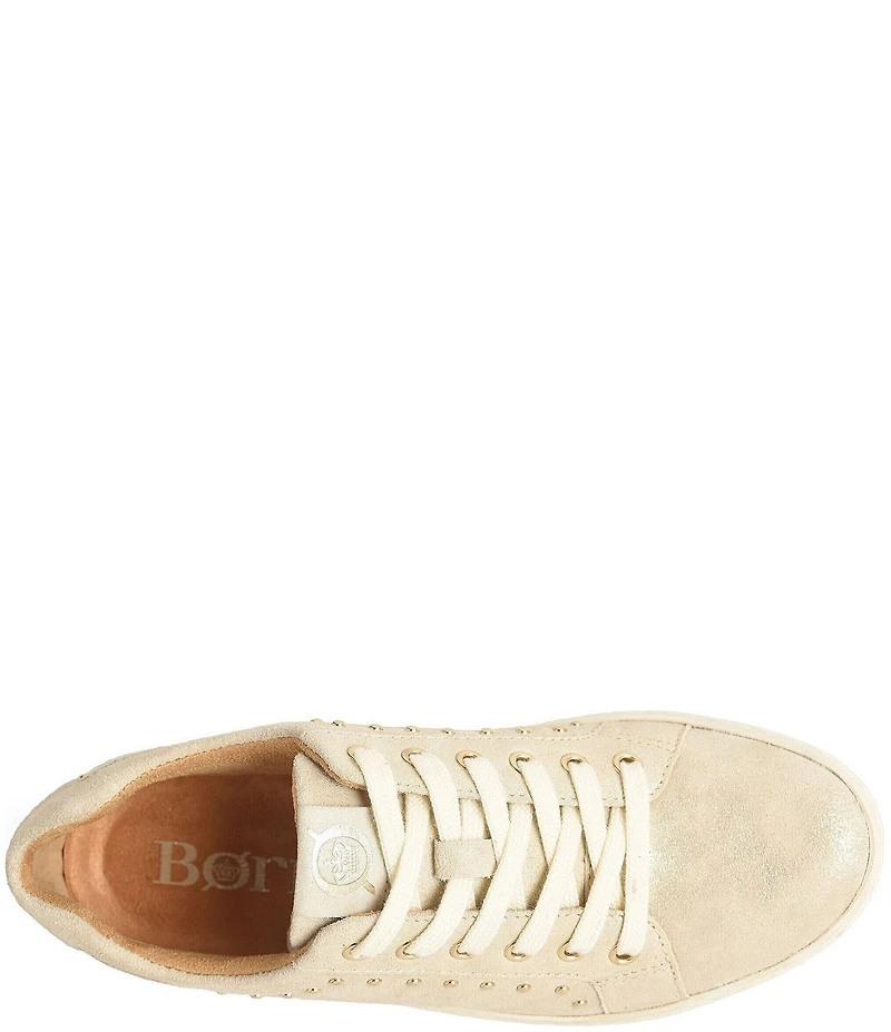 Born Mira Studs Metallic Leather Lace Up Platform Sneakers