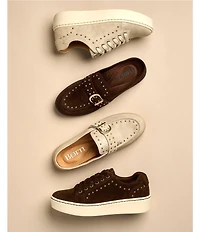 Born Mira Studs Metallic Leather Lace Up Platform Sneakers