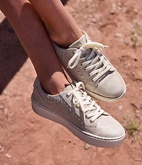 Born Mira Studs Metallic Leather Lace Up Platform Sneakers