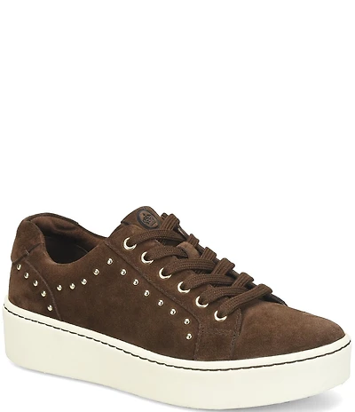 Born Mira Studs Suede Lace Up Platform Sneakers