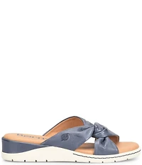 Born Mya Leather Twist Knot Wedge Slide Sandals