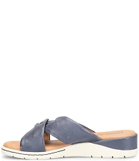 Born Mya Leather Twist Knot Wedge Slide Sandals