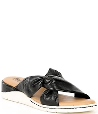 Born Mya Leather Twist Knot Wedge Slide Sandals
