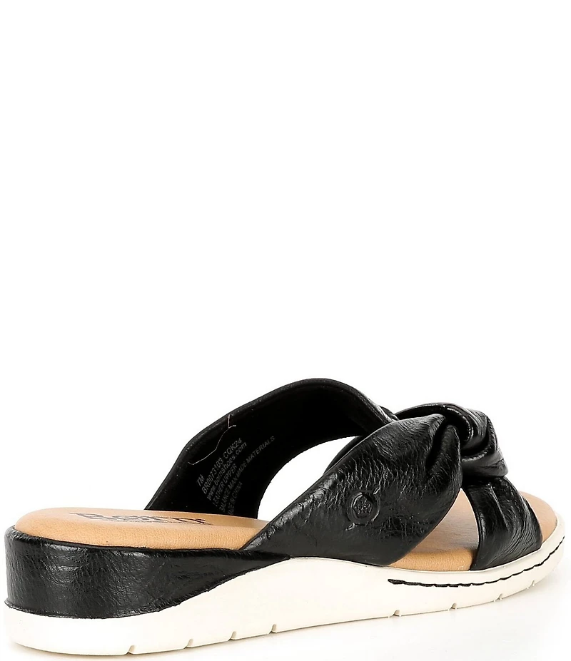 Born Mya Leather Twist Knot Wedge Slide Sandals