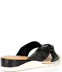 Born Mya Leather Twist Knot Wedge Slide Sandals