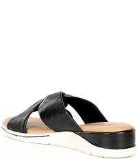 Born Mya Leather Twist Knot Wedge Slide Sandals