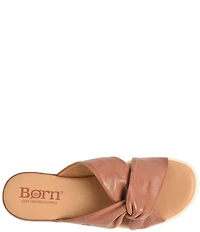 Born Mya Leather Twist Knot Wedge Slide Sandals
