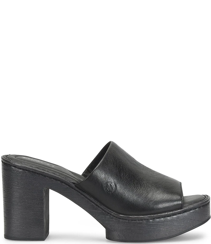 Born Nix Leather Slip On Platform Slide Sandals