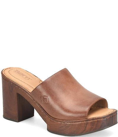 Born Nix Leather Slip On Platform Slide Sandals