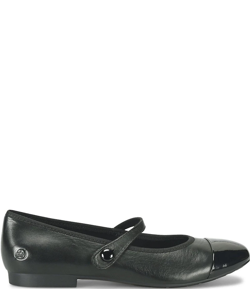 Born Pandi Leather Patent Cap Toe Mary Jane Flats