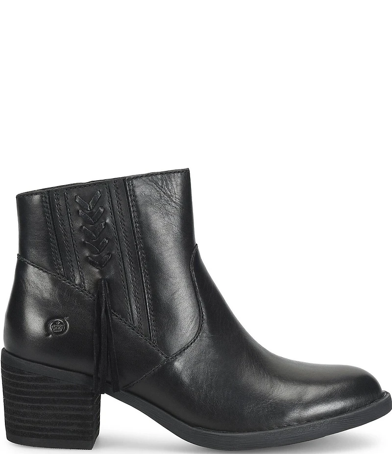 Born Rowan Leather Tassel Ankle Booties