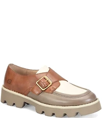 Born Sammi Leather Monk Strap Lugged Platform Loafers