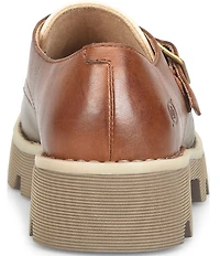 Born Sammi Leather Monk Strap Lugged Platform Loafers