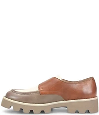 Born Sammi Leather Monk Strap Lugged Platform Loafers