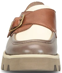 Born Sammi Leather Monk Strap Lugged Platform Loafers