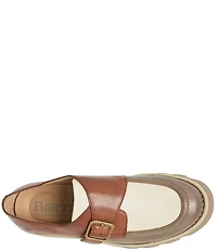 Born Sammi Leather Monk Strap Lugged Platform Loafers