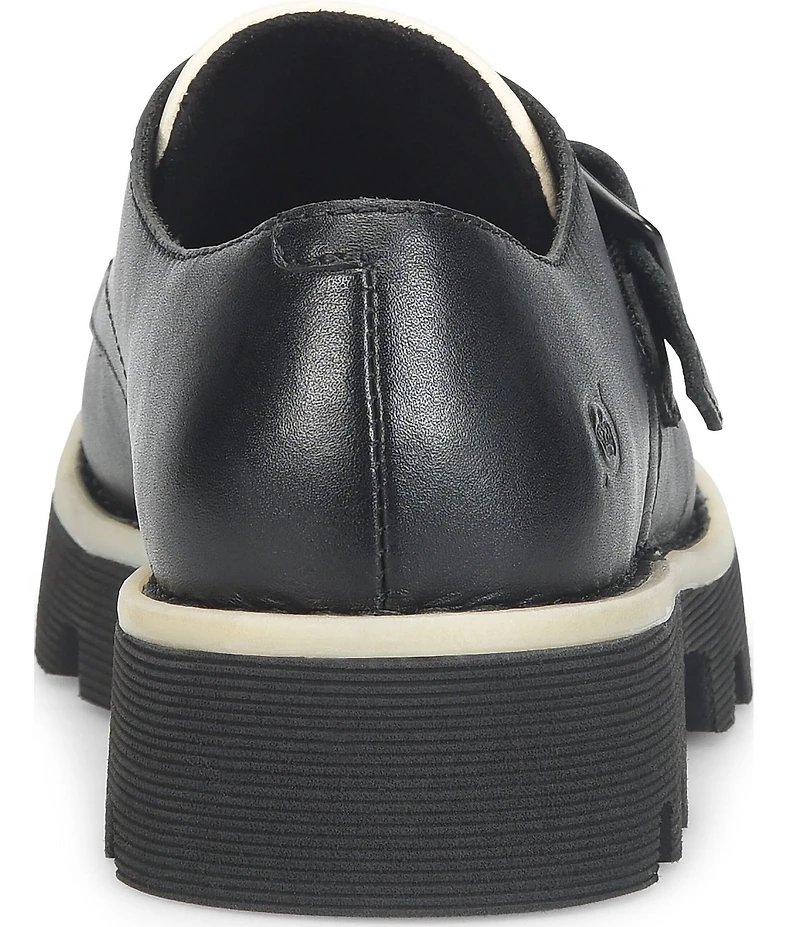 Born Sammi Leather Monk Strap Lugged Platform Loafers
