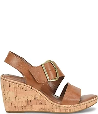 Born Sapphire Leather Wrapped Buckle Wege Sandals