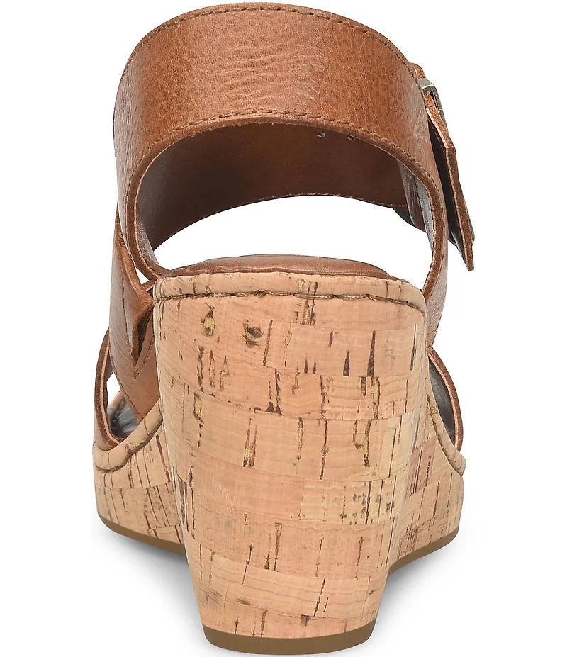 Born Sapphire Leather Wrapped Buckle Wege Sandals