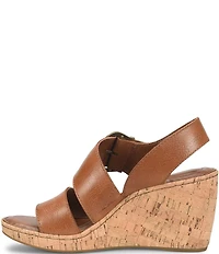 Born Sapphire Leather Wrapped Buckle Wege Sandals