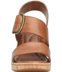 Born Sapphire Leather Wrapped Buckle Wege Sandals