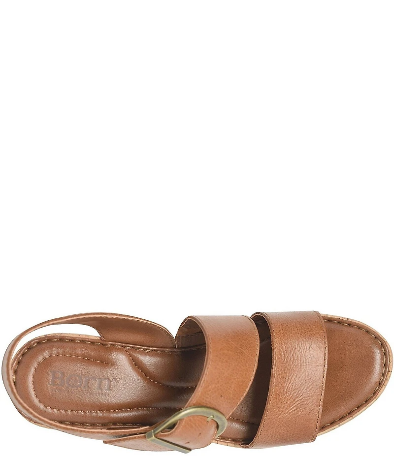 Born Sapphire Leather Wrapped Buckle Wege Sandals