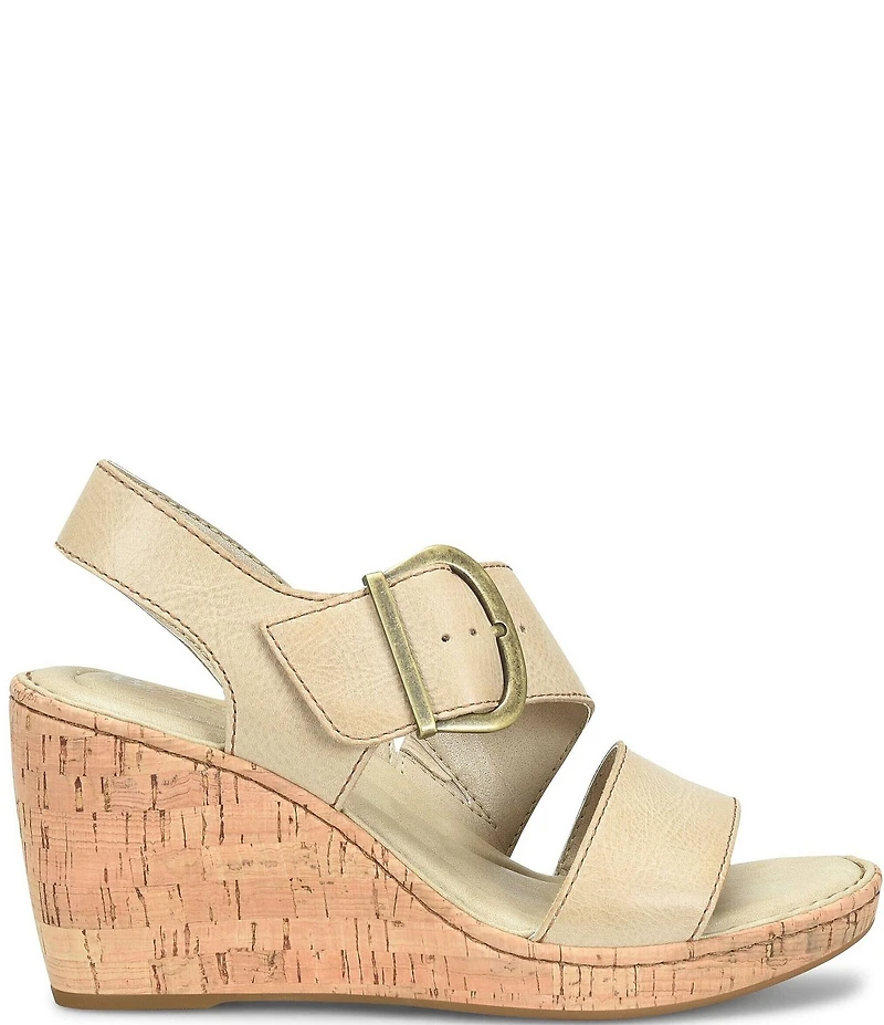 Born Sapphire Leather Wrapped Buckle Wege Sandals