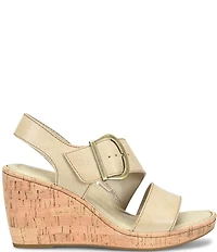 Born Sapphire Leather Wrapped Buckle Wege Sandals