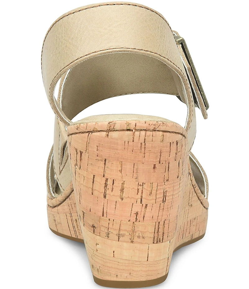 Born Sapphire Leather Wrapped Buckle Wege Sandals