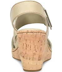 Born Sapphire Leather Wrapped Buckle Wege Sandals