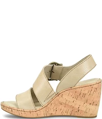 Born Sapphire Leather Wrapped Buckle Wege Sandals