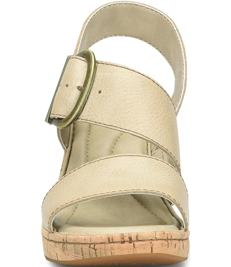 Born Sapphire Leather Wrapped Buckle Wege Sandals