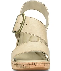 Born Sapphire Leather Wrapped Buckle Wege Sandals