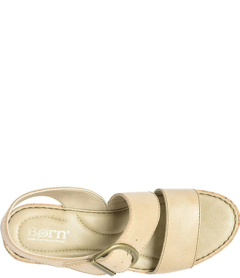 Born Sapphire Leather Wrapped Buckle Wege Sandals
