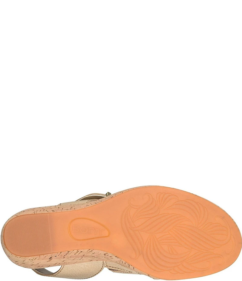 Born Sapphire Leather Wrapped Buckle Wege Sandals