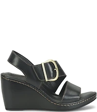 Born Sapphire Leather Wrapped Buckle Wege Sandals