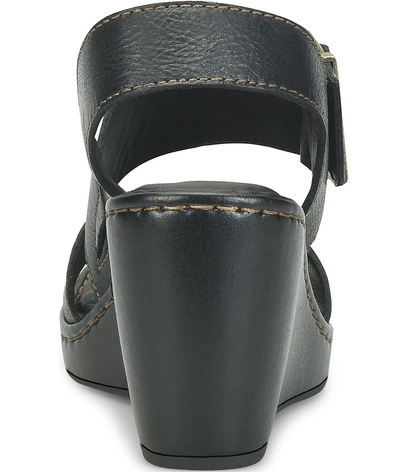 Born Sapphire Leather Wrapped Buckle Wege Sandals