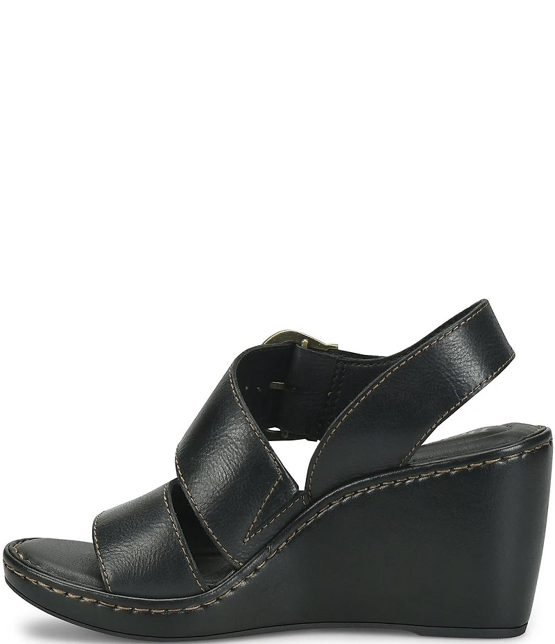 Born Sapphire Leather Wrapped Buckle Wege Sandals